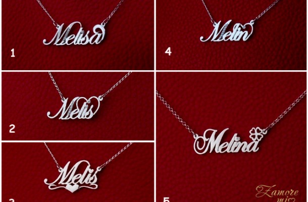 Сребърни колиета с имена Melisa, Melis, Melin, Melina
